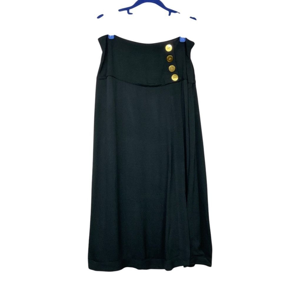 J. Crew Black Midi Skirt with Gold Buttons - Picture 4 of 9